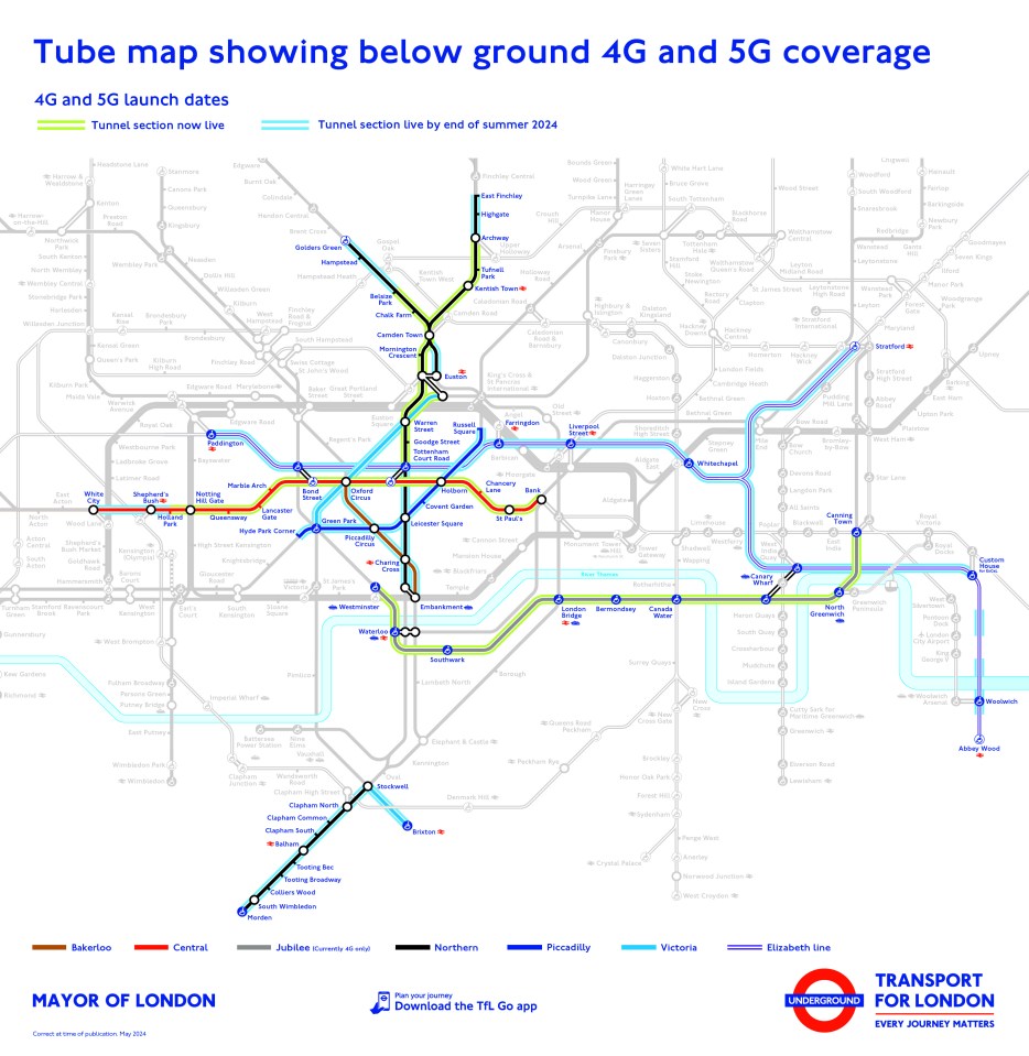 A quarter of London’s Tube network now has 4G and 5G coverage