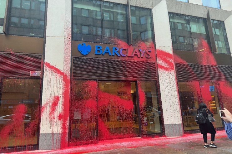 Barclays in Moorgate vandalised as three arrested in apparent Palestine protest