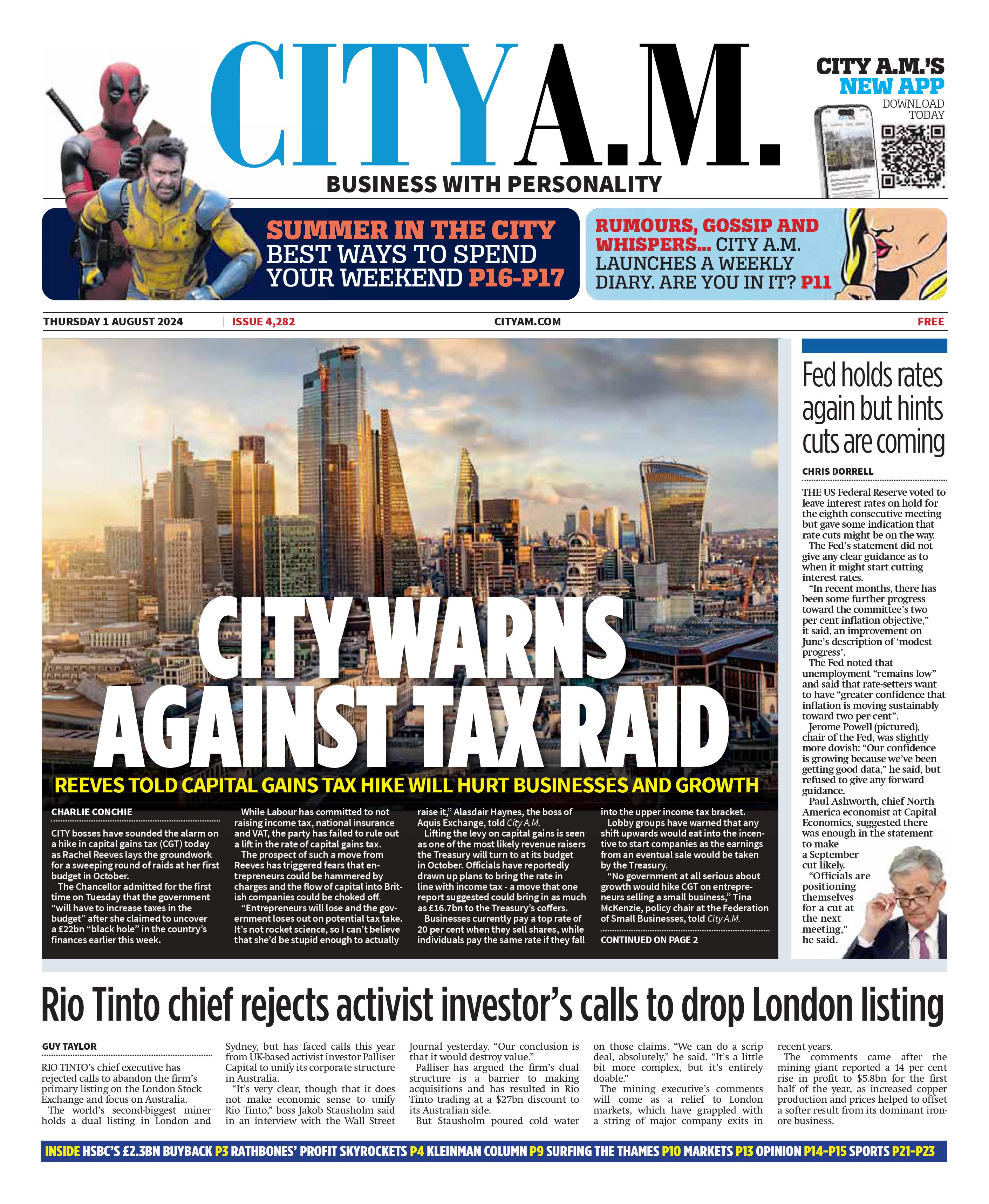 City warns over punishing impact of capital gains tax raid